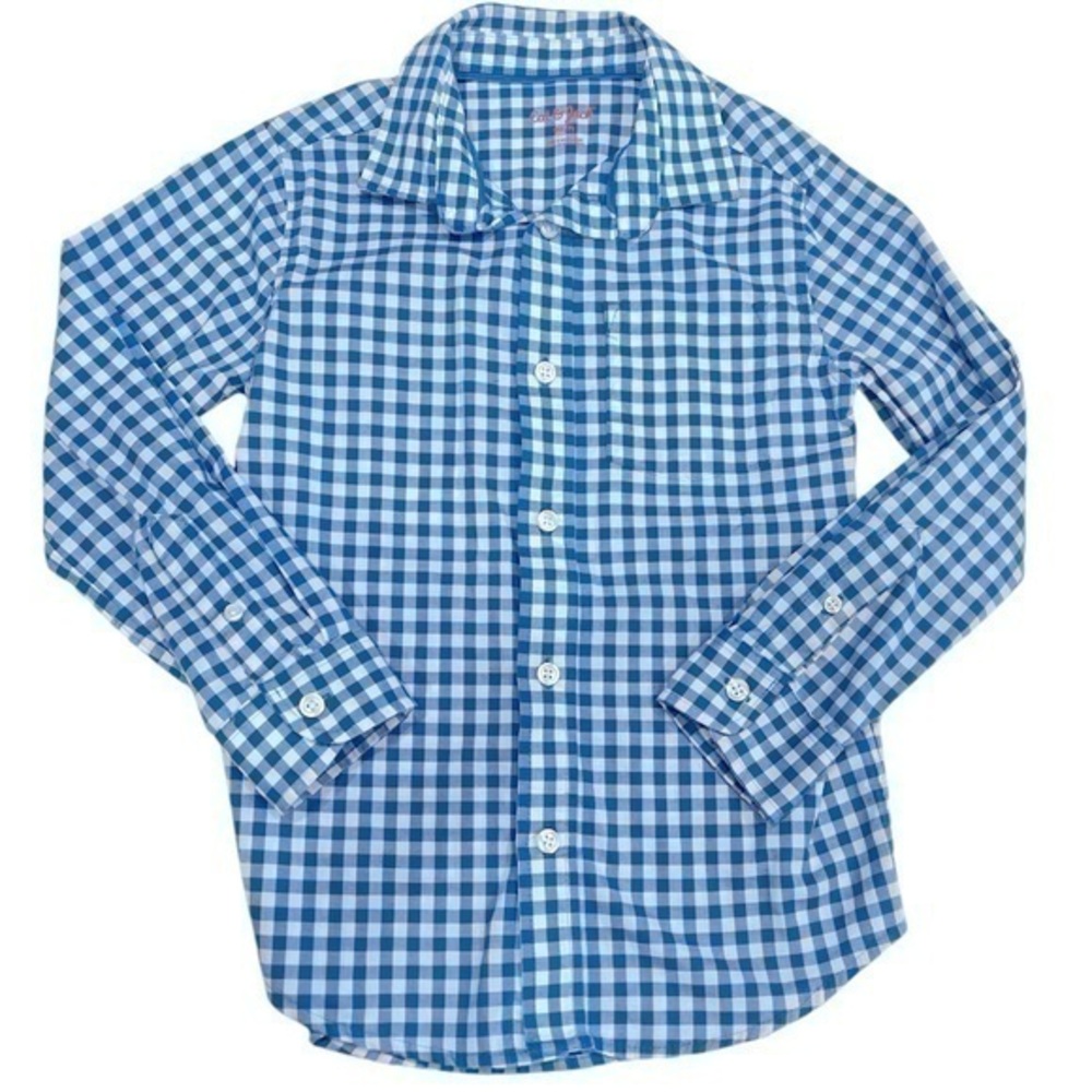 Boys Blue Plaid Checkered Button Down/Up Shirt Size Small 6/7